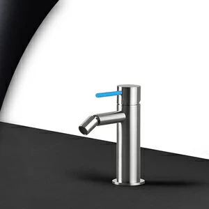 Смеситель для биде сталь матовая с синей ручкой Toki Radomonte TKS4SCIL16