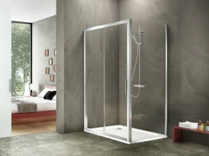Duka Прямоугольный угловой душевой бокс из алюминия и стекла Quadra – con profili verticali e orizzontali