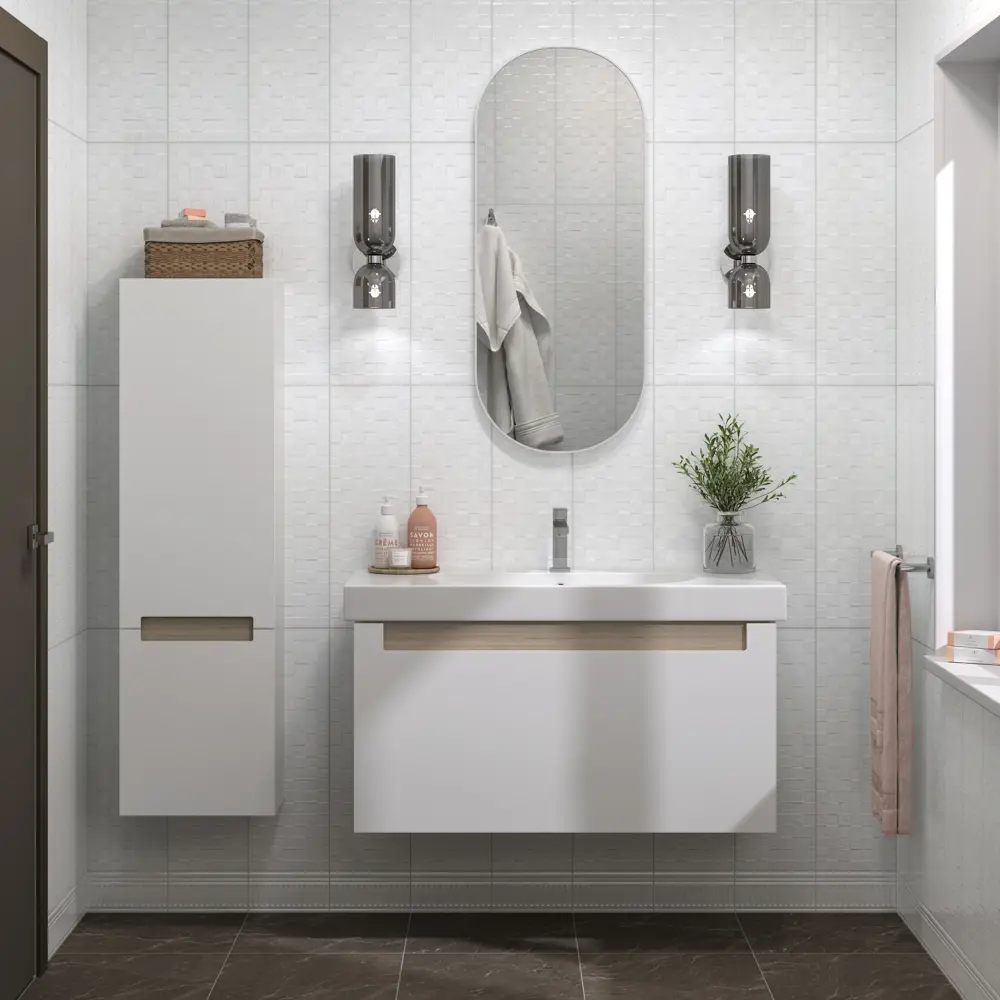 Плитка настенная Kerama Marazzi Сигма 20x60 см 1.2 м² глянцевая цвет белый мозаика STLM-2059079 - Вид №4