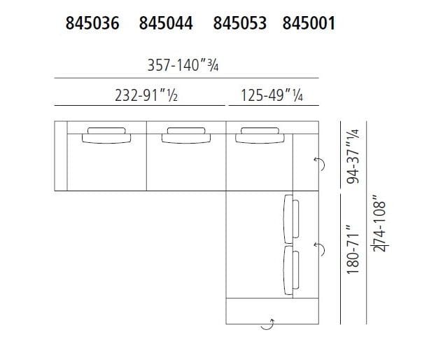 Секционный диван из кожи или ткани Vibieffe 845 EVO ARCH-00055152 - Вид №9