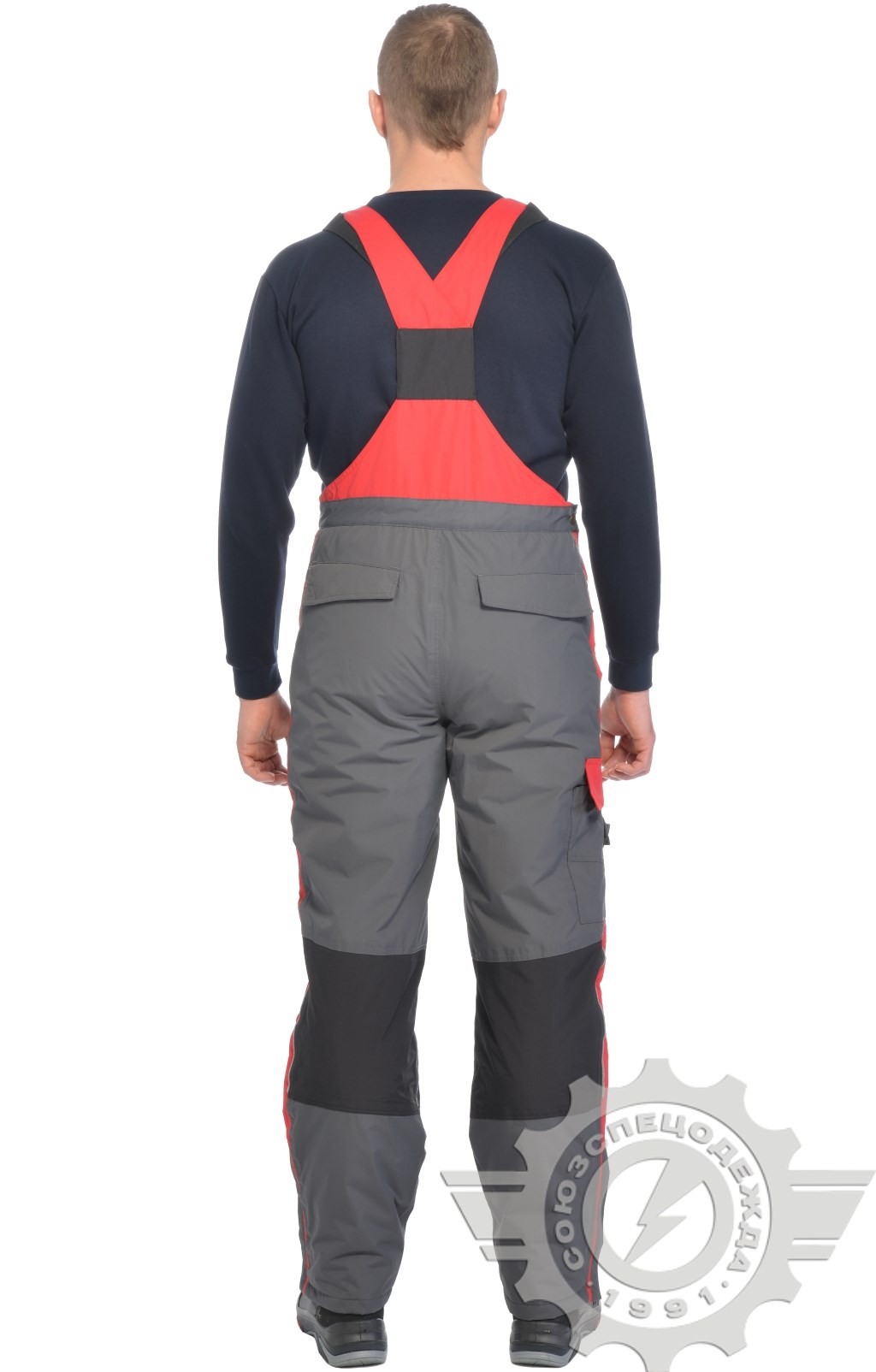 60939 Полукомбинезон "Аргус" зимний красно-белый  Зимняя спецодежда  размер 52-54/182-188  - Вид №1