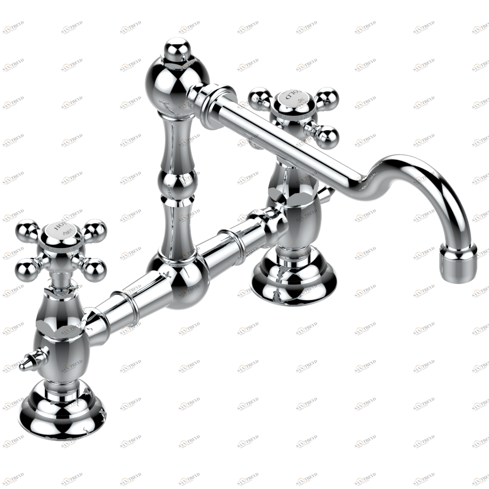 G76-159 Смеситель для кухонной мойки на два отверстия - 200 мм между центрами Thg-paris 1900 для кухни Хром G76 159  A02 CAT.A