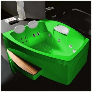 Ванна GRUPPO TREESSE Matrix Slim V763Q-ZE большая с подголовником глубокая с гидромассажем и аэромассажем дезинфекцией и пультом ДУ зелёная