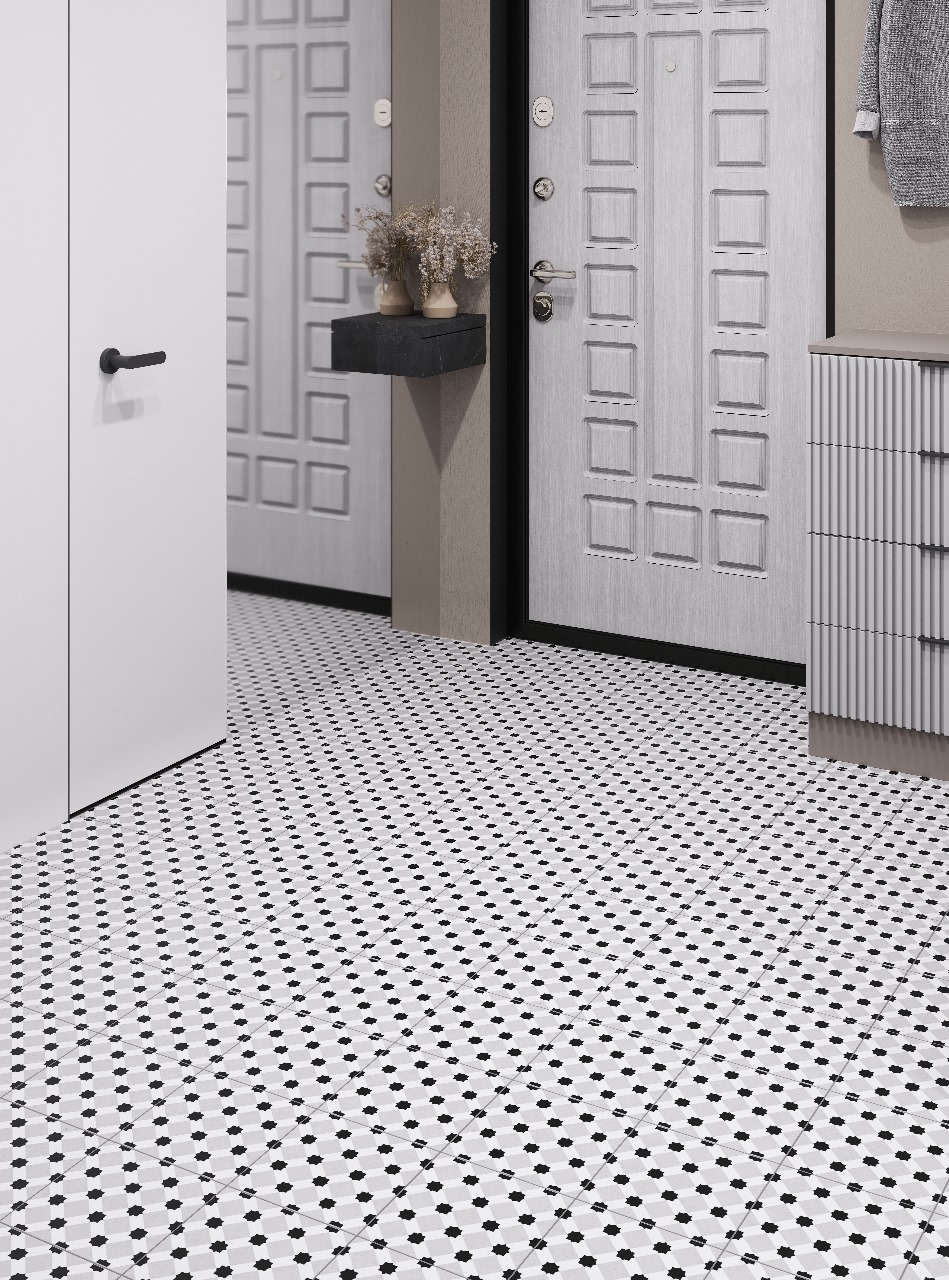 Серый ковер из керамогранита RONDO GREY – элегантность в каждом квадрате STP-ST533 INCOLOR - Вид №1