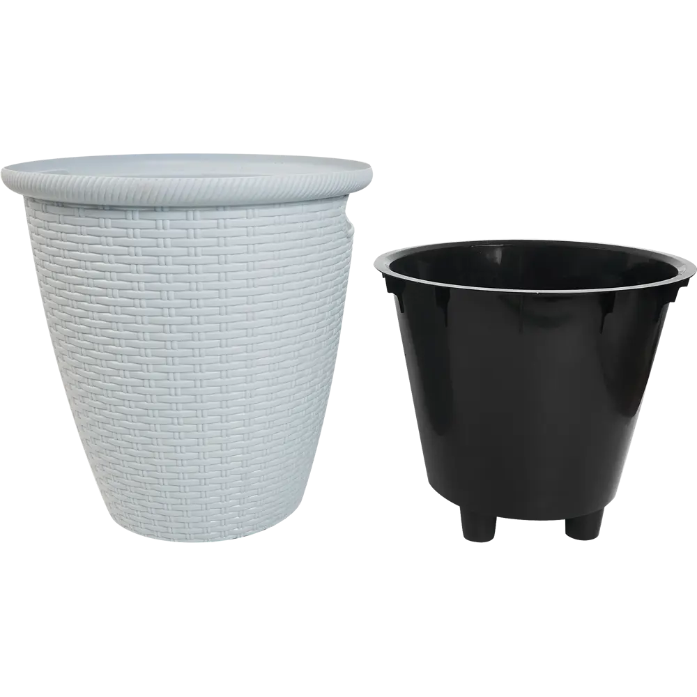 Кашпо для цветов Ingreen Rattan ø32.8 см v20 л пластик серый STLM-2044754 - Вид №1