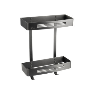 GFmark - Полочка двойная прямоугольная, литая, ГРАФИТ, из нержавеющей стали марки SUS 304,, код: 78363