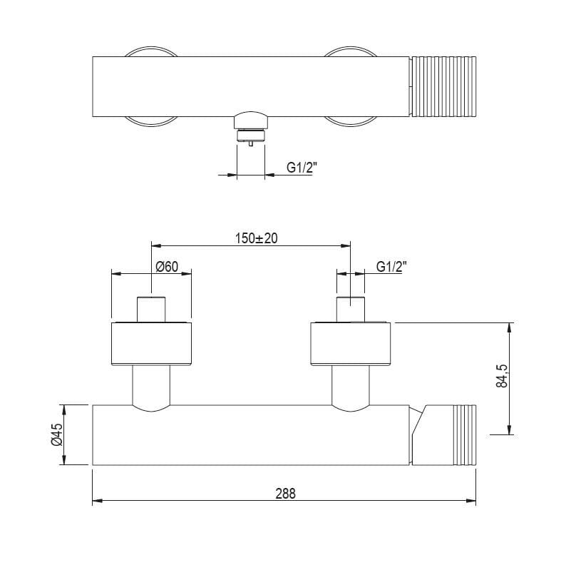 Нержавеющая сталь однорычажный открытый смеситель для душа Tubico Loira ARCH-00059760 - Вид №2