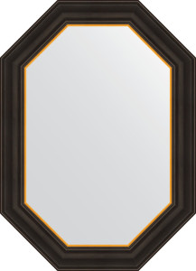 BY 7285 Зеркало в багетной раме - черное дерево с золотом 71 mm EVOFORM Octagon