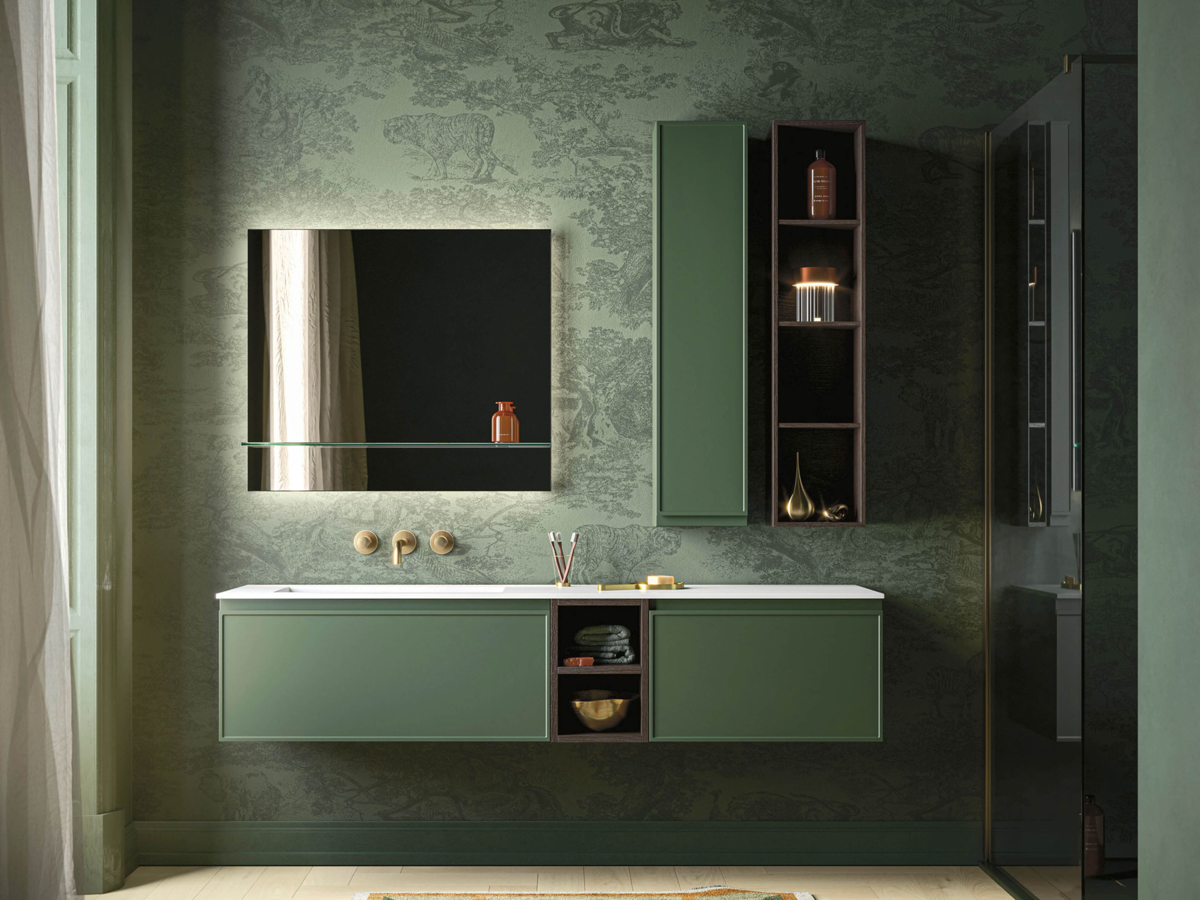 Подвесной умывальник с ящиками Arbi Arredobagno декор ARCH-00033228