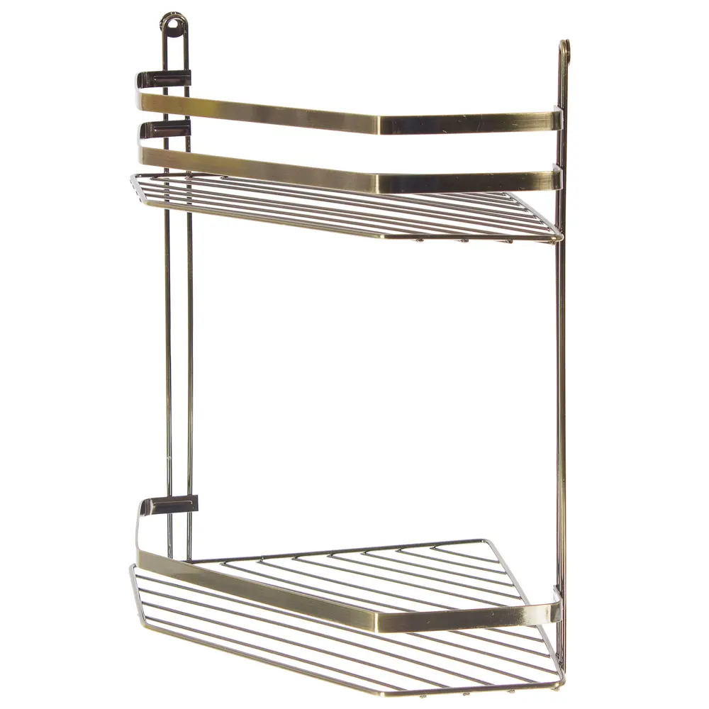 Полка для ванной комнаты Антик двухъярусная угловая цвет бронза BRISSEN BSR-1181-2 STLM-2174760