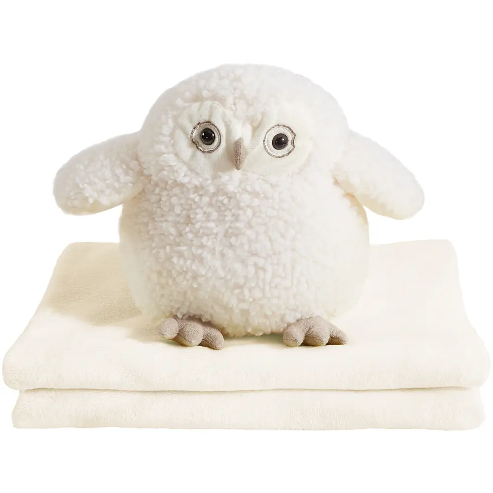 Плед с подушкой Сова 130x170 см велсофт цвет белый Santreyd Подушка с пледом Сова STLM-2203083