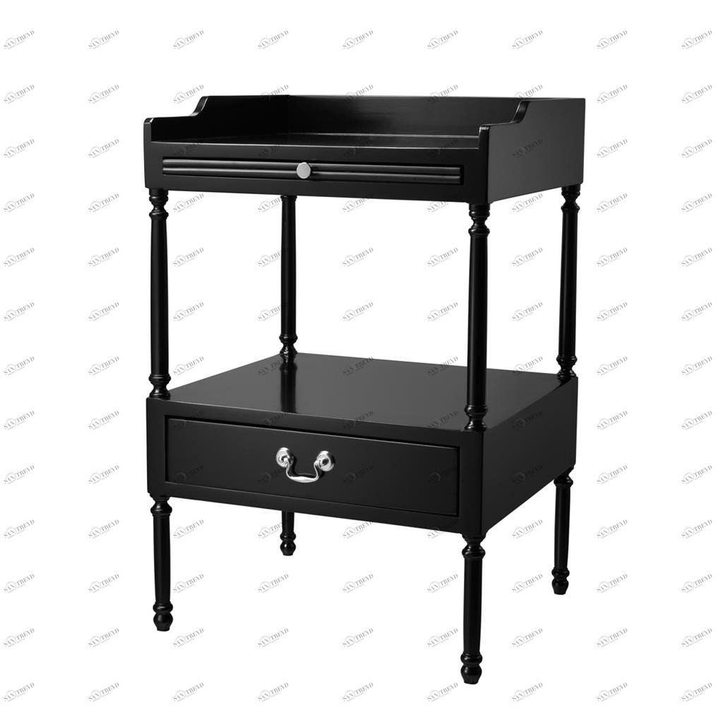 Приставной столик черный с полками и ящиком 48 см Norfolk от Eichholtz EICHHOLTZ  242606 Черный 