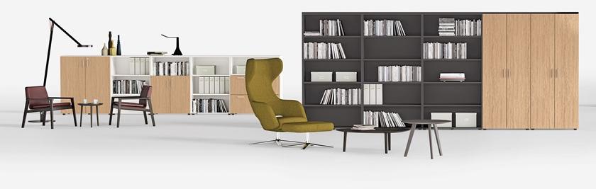 Sinetica Высокий стеллаж для офиса из лакированного дерева Operative cabinets sun-id-1507275 - Вид №2