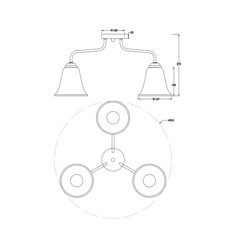 Люстра Freya Bells - элегантное потолочное освещение с тремя плафонами 89374246 STLM-0914394 - Вид №10