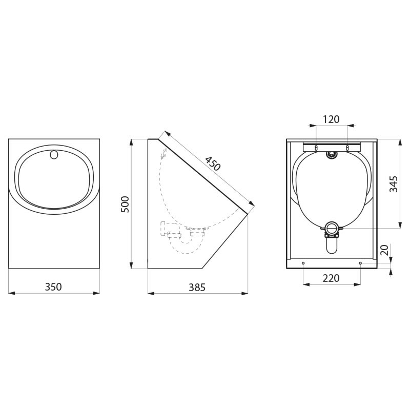 134710 Писсуар подвесной DELTA DELABIE  - Вид №1