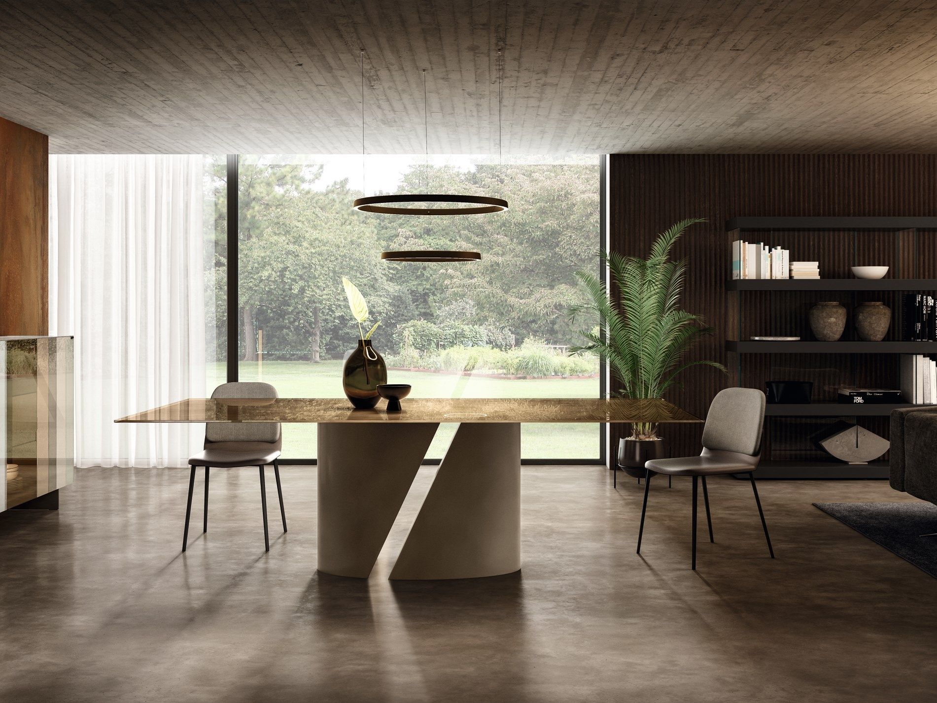 Прямоугольный стеклянный стол с металлическим основанием Lago WADI - 2515X ARCH-00144193