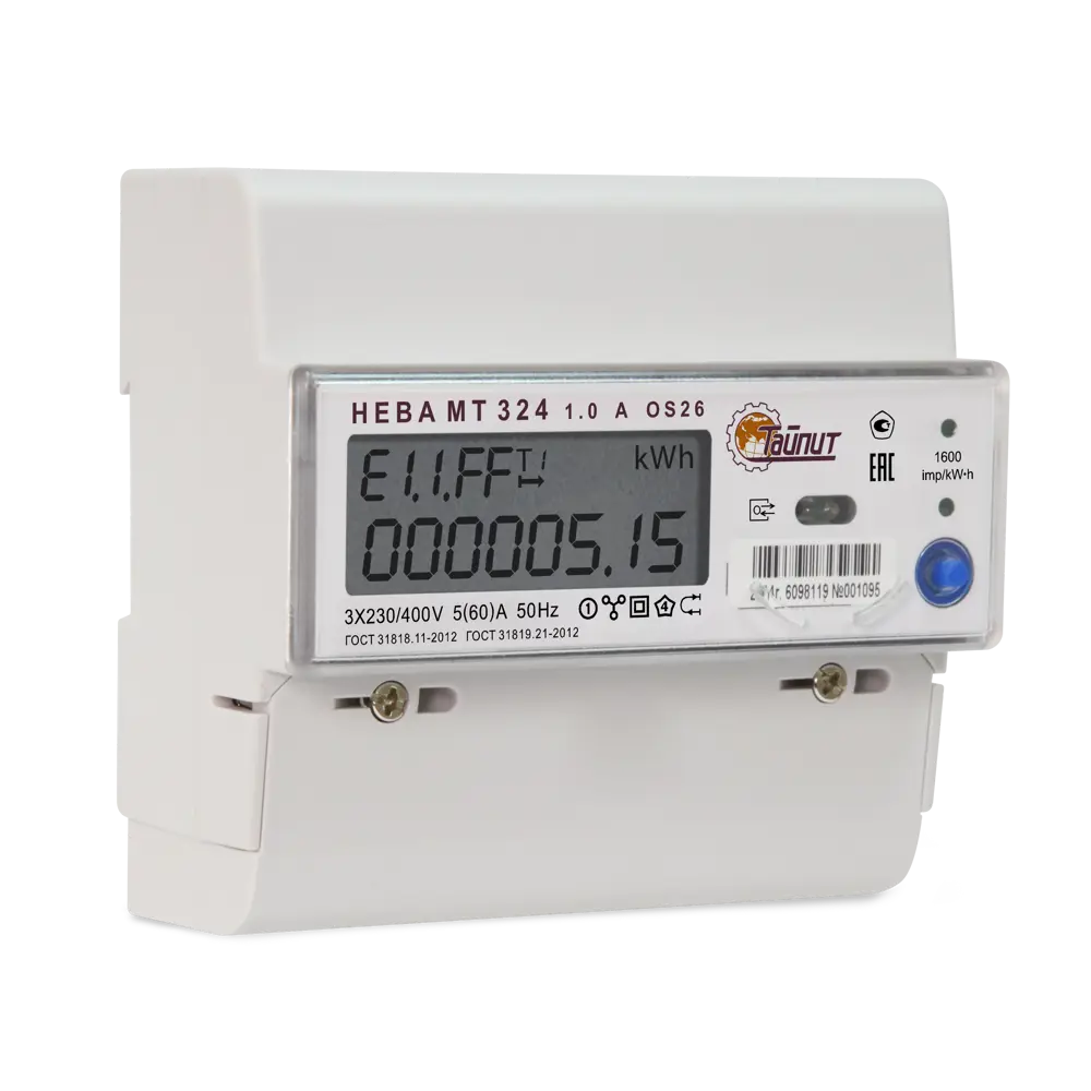 Счётчик электроэнергии Нева МТ 324 AOS26 5(60)А, трёхфазный STLM-2038997 - Вид №1