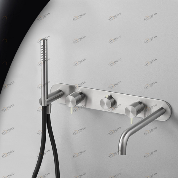 Смеситель для ванны матовая сталь с серой ручкой Toki Radomonte TKI52SCIL29