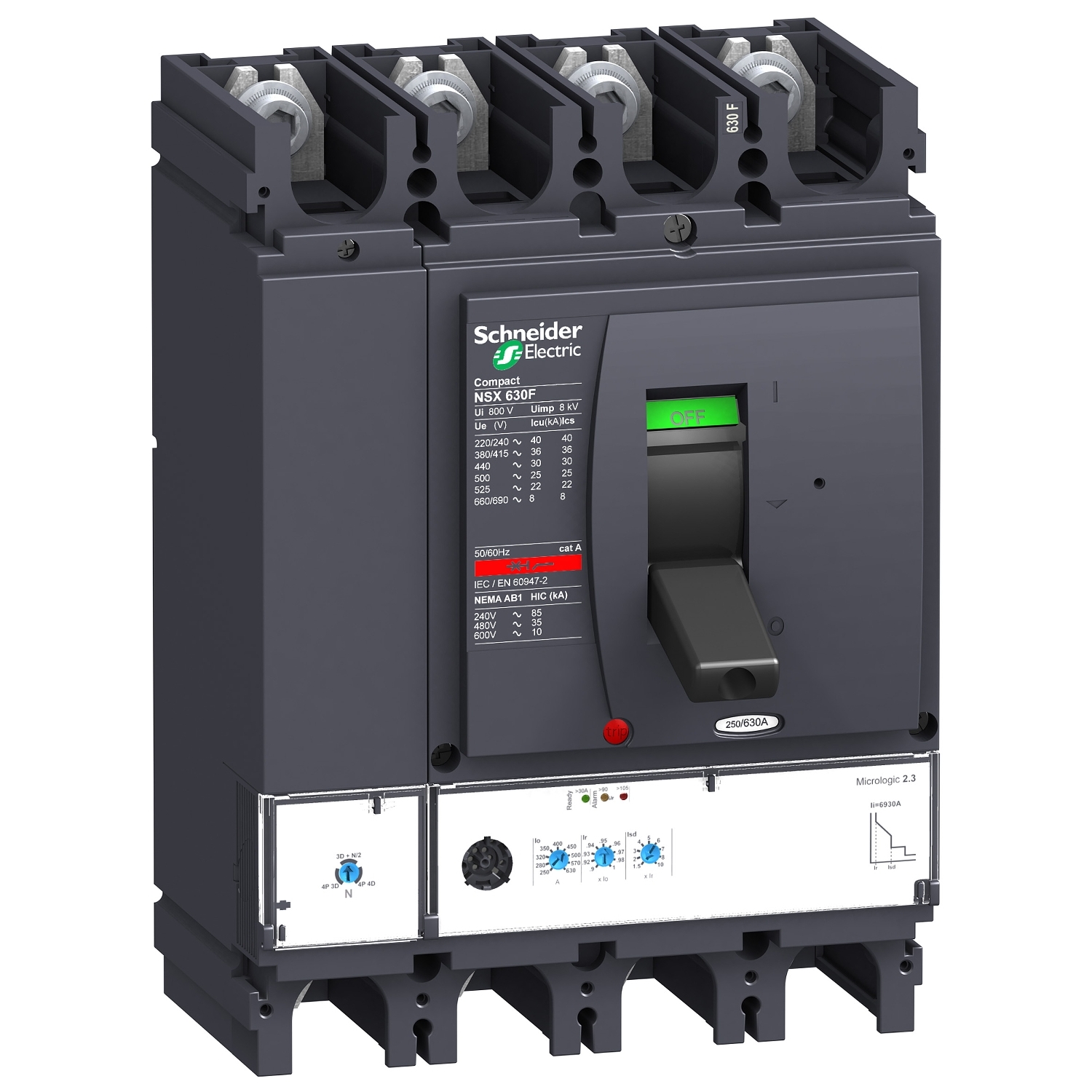 LV432896 Силовой автомат NSX 630, Micrologic 2.3, 70кА, 4P, 630А Schneider Electric Compact 