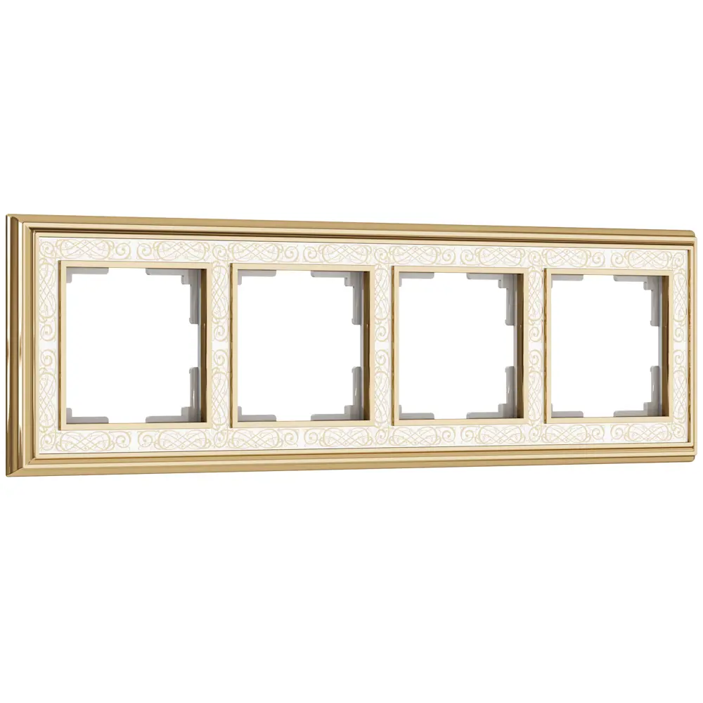 Рамка для розеток и выключателей Werkel Palacio Gracia 4 поста цвет золотисто-белый STLM-2112903