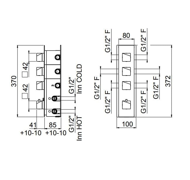 Встраиваемый термостатический смеситель для душа с пластиной CARIMALI D-SIDE ARCH-00000522