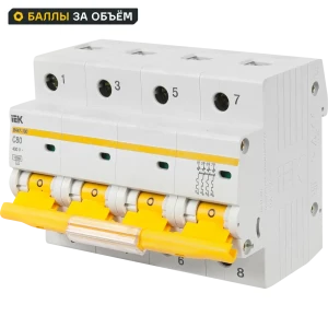 Автоматический выключатель IEK ВА47-80 4P N C80 А 10 кА 82941107 STLM-2109146