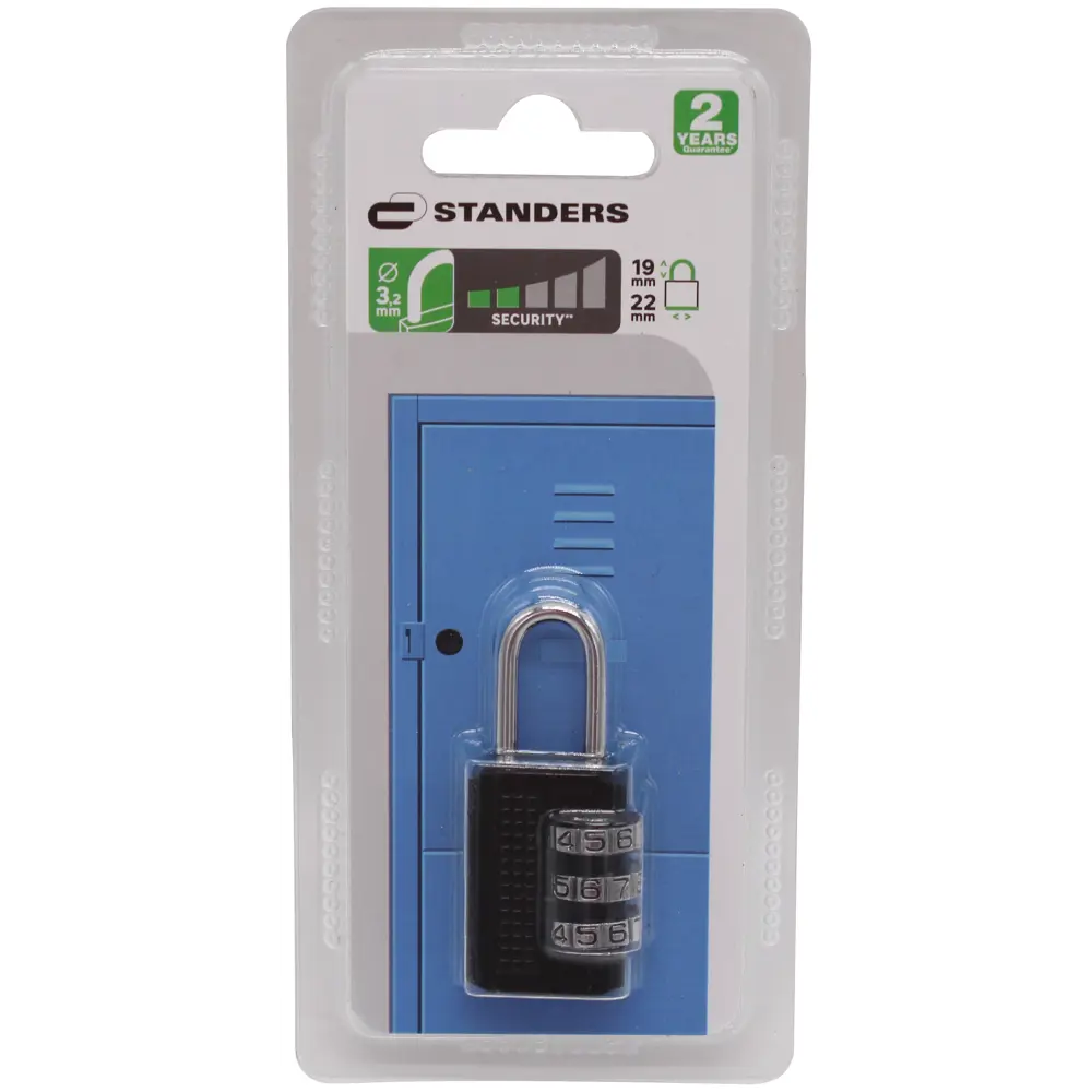 Замок кодовый Standers, 22 мм, ЦАМ/сталь STLM-2170054 - Вид №1