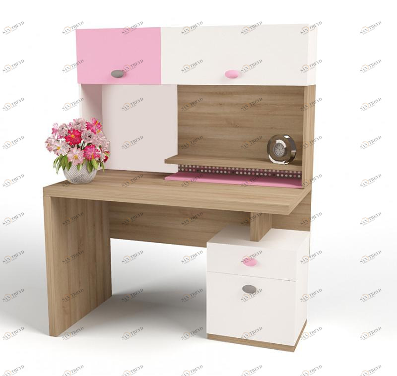 Стол письменный ABC-KING правый MIX BUNNY (розовый) 4631147961815