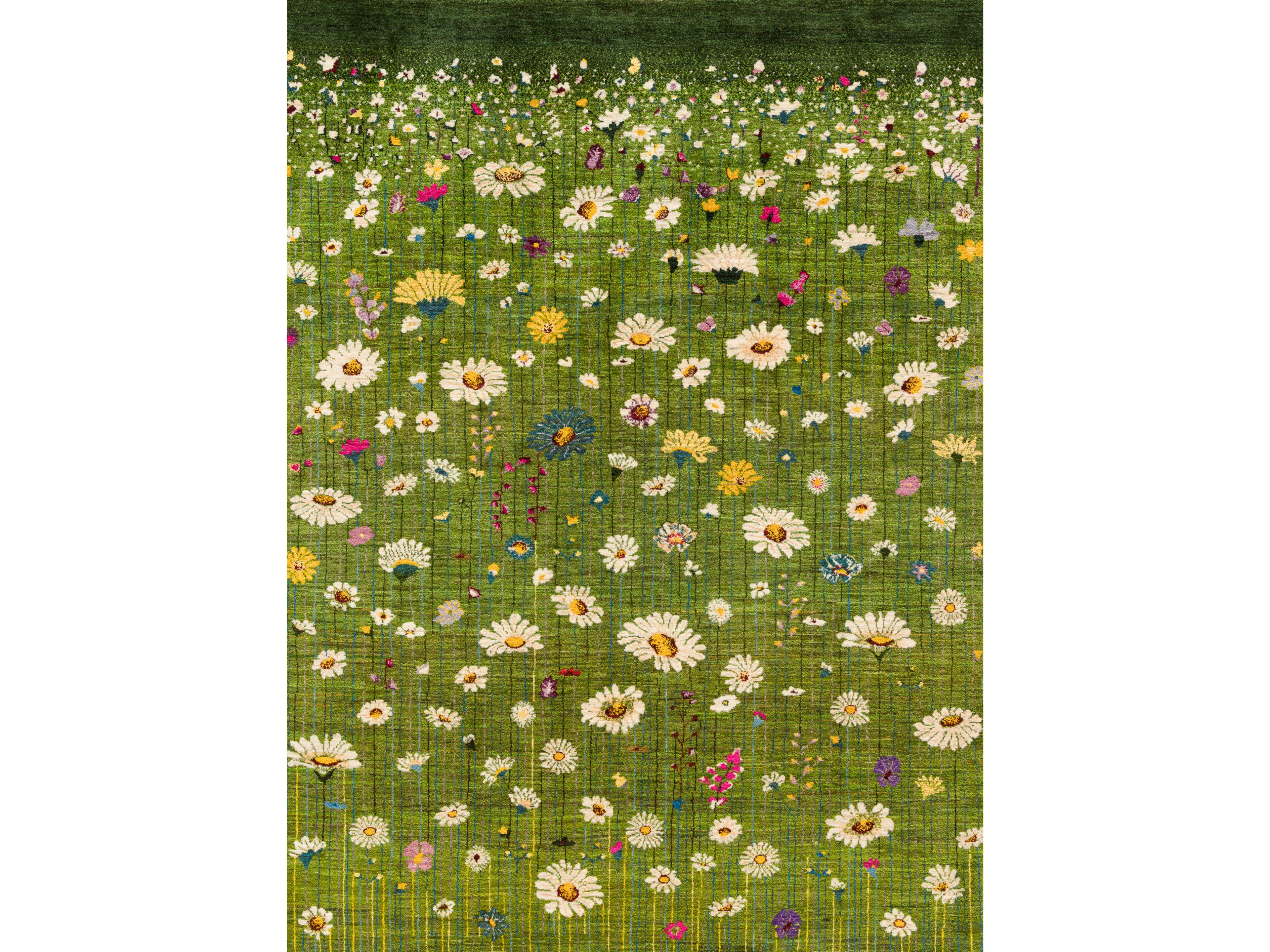 Прямоугольный шерстяной цветочный ковер Zollanvari Flower Meadow ARCH-00103191
