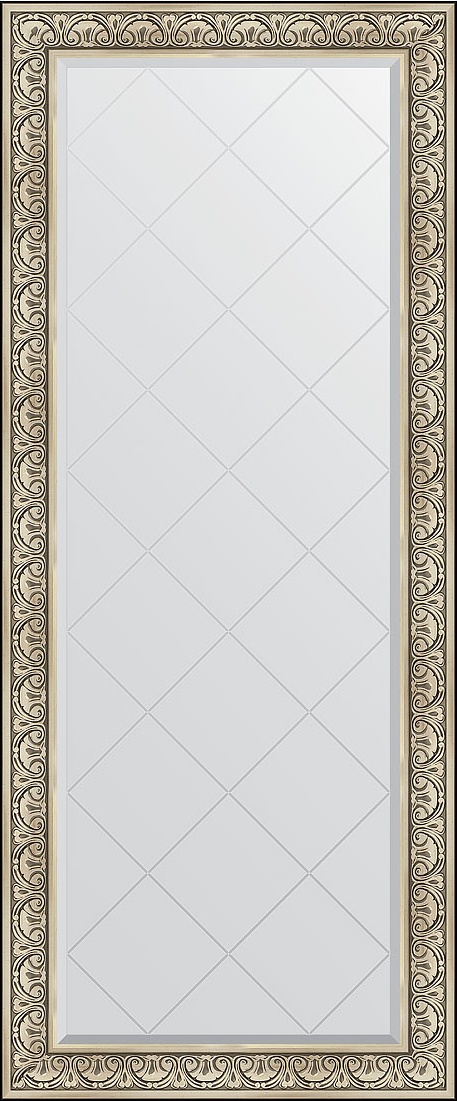 BY 6334 Зеркало напольное с гравировкой в багетной раме - барокко серебро 106 mm EVOFORM Exclusive-G floor