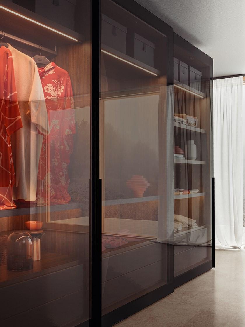 PIANCA Шкаф из дерева и стекла с раздвижными / распашными дверями sun-id-1387882 - Вид №4