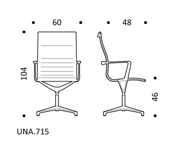 4-спицевое кожаное офисное кресло ICF стул ARCH-00016953 - Вид №3