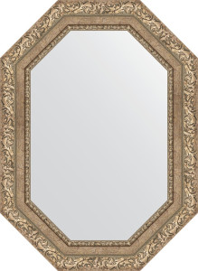 BY 7149 Зеркало в багетной раме - виньетка античное серебро 85 mm EVOFORM Octagon