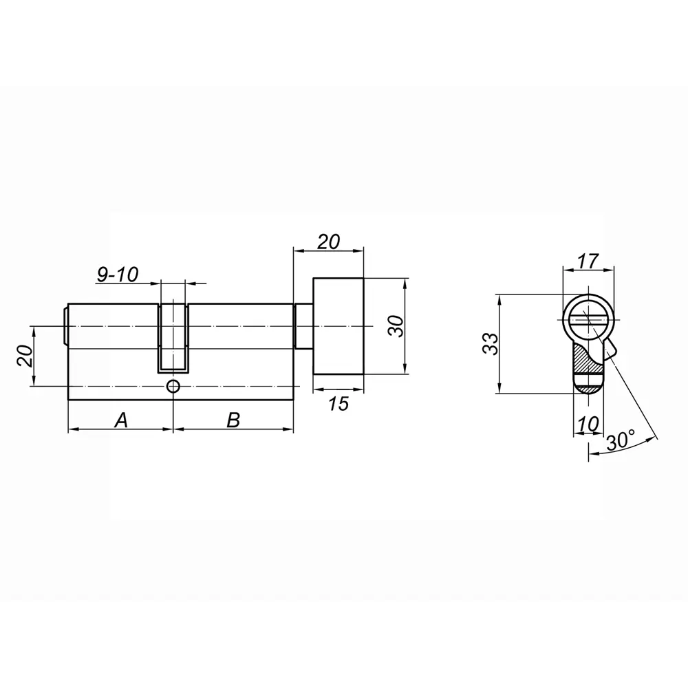 Цилиндр Palladium, 30x30 мм, ключ/вертушка, цвет никель STLM-2117389 - Вид №3