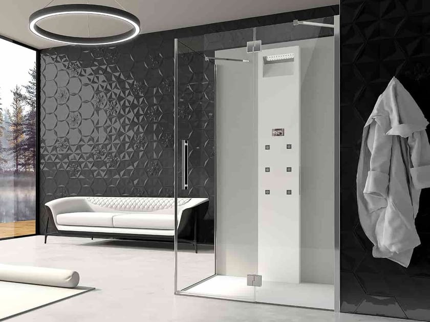 Стальная и стеклянная угловая душевая кабина с распашной дверью CSA Box Doccia FIORELLA ARCH-00049611