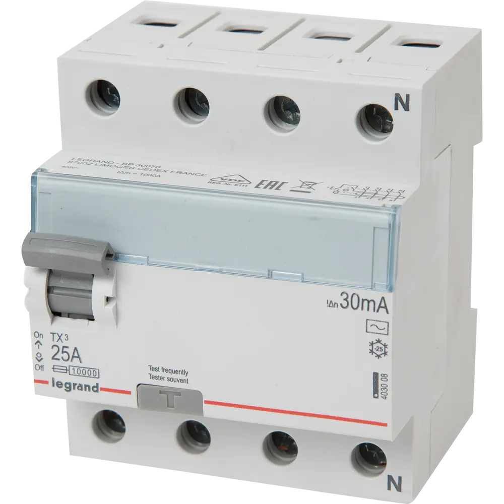 УЗО Legrand TX3 3P N 25 A 30 мА 10 кА AC 403008 STLM-2088976