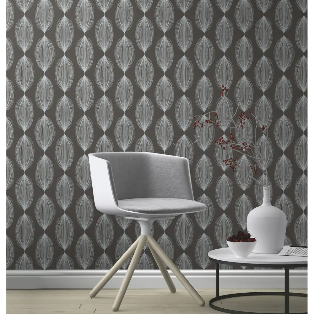 Обои бумажные Rasch Freja чёрные 0.53 м 200553 STLM-2139414 - Вид №4