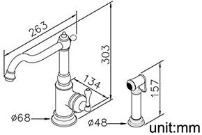 JUSTIME Смеситель для кухни с вытяжным душем Classik 6703-96-82cp - Вид №1