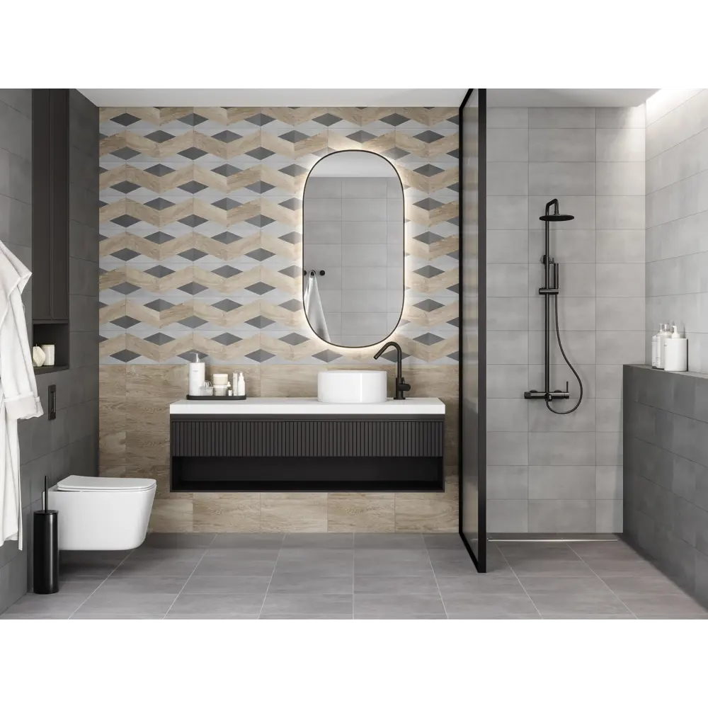 Настенная плитка KREAFORTA Mersey Concrete 20x40 см 1.62 м² матовая цвет серый STLM-2110672 - Вид №6