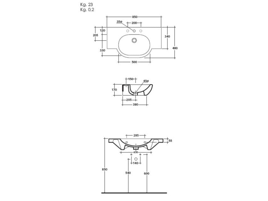 Керамическая подвесная раковина Galassia M2 ARCH-00128884 - Вид №3