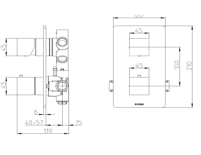 Хром латунь термостатический смеситель для душа Bossini Gillo ARCH-00044417 - Вид №1