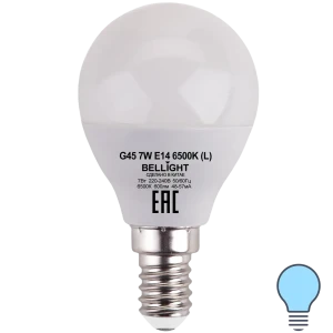 Лампа светодиодная Bellight E14 220-240 В 7 Вт шар малый матовая 600 лм холодный белый свет