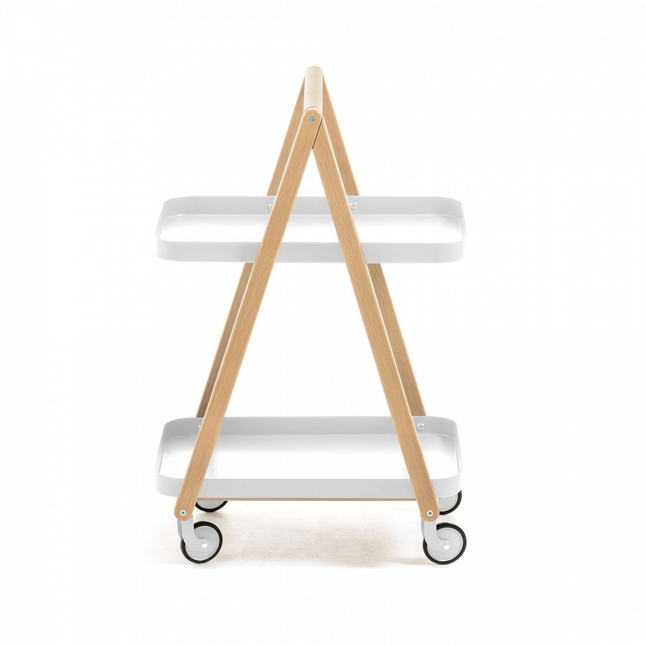 Столик сервировочный на колесиках с 2 подносами белый Rowley Sundial от La Forma LA FORMA ROWLEY 345057 Бежевый;белый  - Вид №1