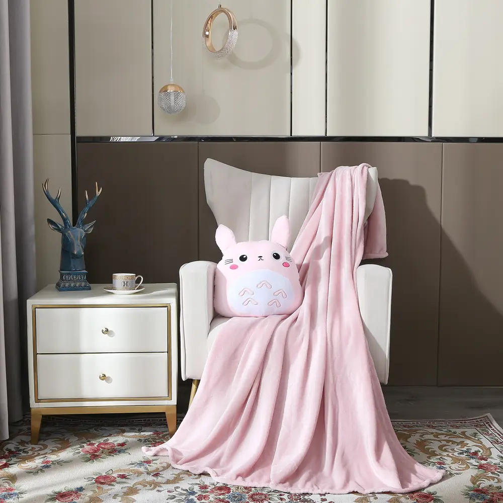 Плед с подушкой Тоторо 130x180 см велсофт цвет розовый Santreyd STLM-2015190 - Вид №2