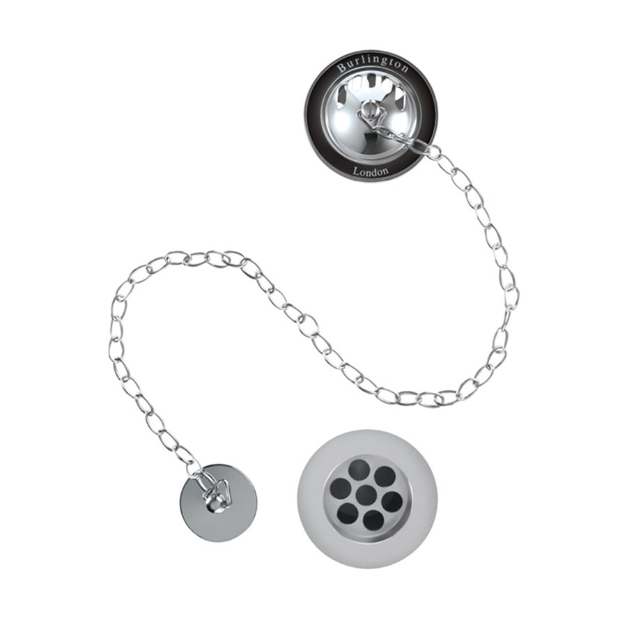 Burlington Перелив для ванны Burlington, Plug & Chain Золото с белой керамикой W3 GOLD  - Вид №2