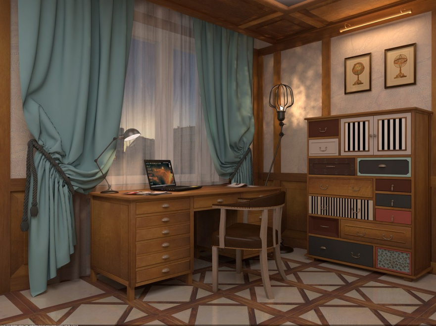 Письменный стол с ящиками деревянный, ясень-орех "Палермо" DREAMLINE ПОД СТАРИНУ 176714 Орех;коричневый  - Вид №4