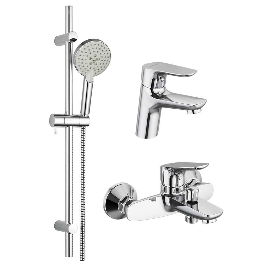 409007700 набор 3 в 1: смес. д/умывальника смес. для ванны/душа душ. комплект Damixa Origin Bit 