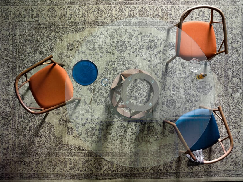 Круглый стол из дерева и стекла Miniforms Acco ARCH-00024473