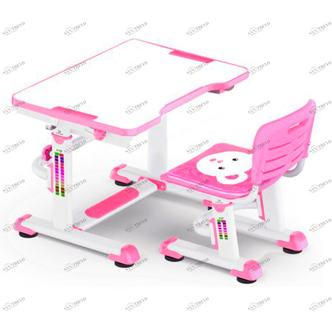 Растущая парта и стул BD-08 Teddy pink белая, розовая MEALUX EVO  336172 Белый;розовый Santreyd 
