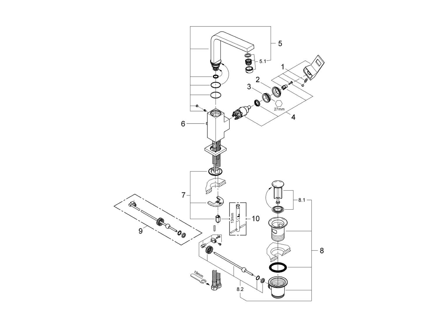 Однорычажный смеситель для раковины Grohe Eurocube ARCH-00046707 - Вид №5